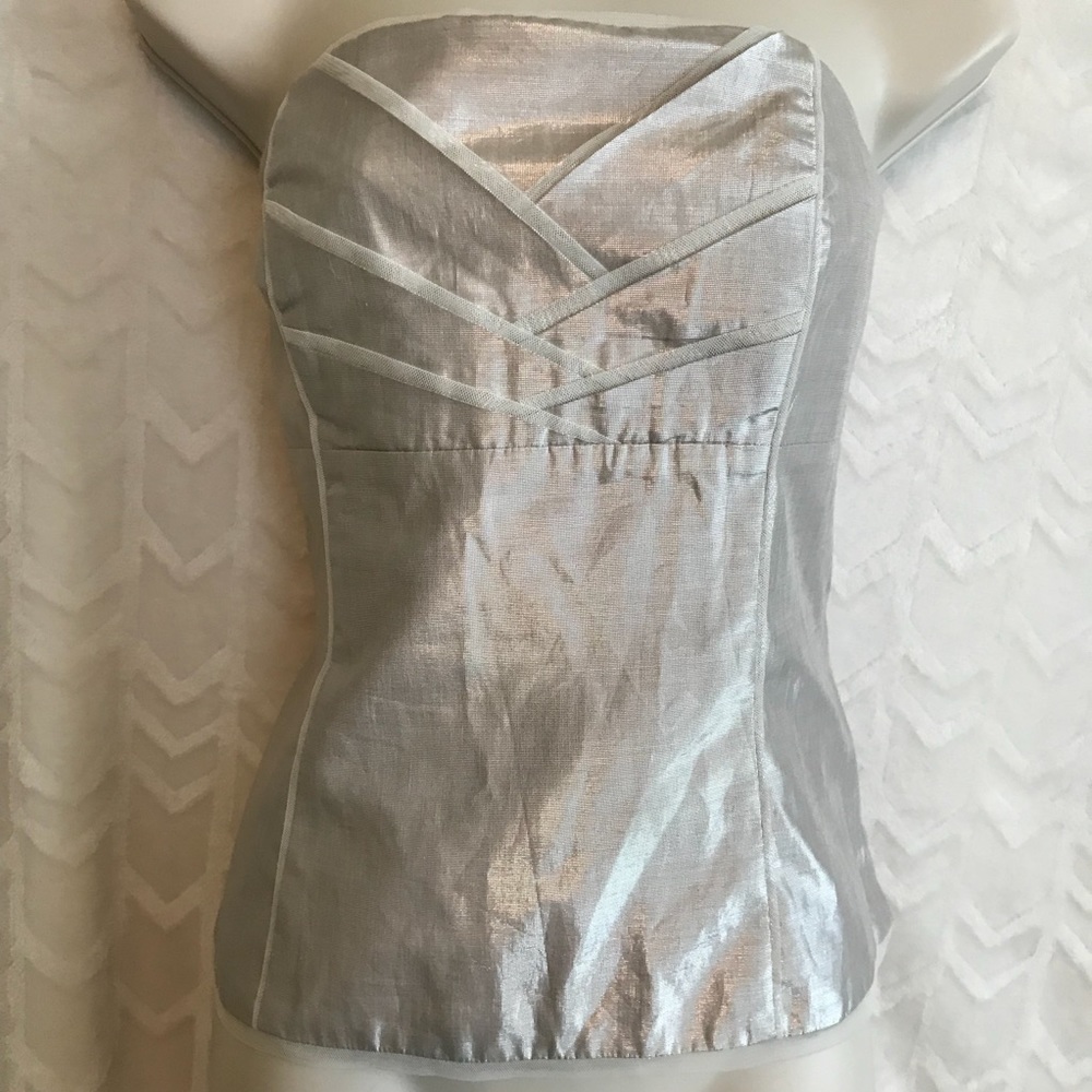 Strapless gold metallic top we